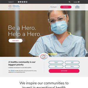 Screenshot of the Homepage of the William Osler Health Foundation WordPress website, designed by Justine Pitcher